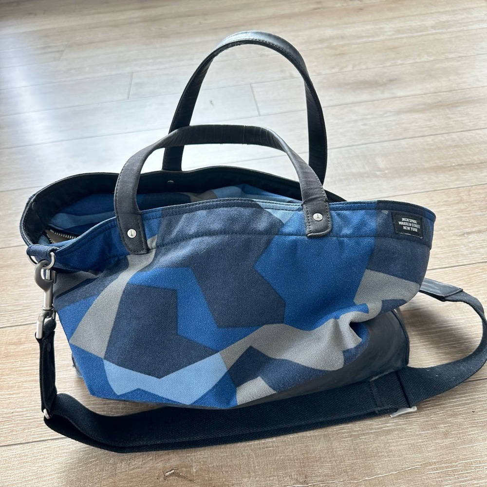 Jack Spade Blue and Gray Travel Bag with Geometric Pattern